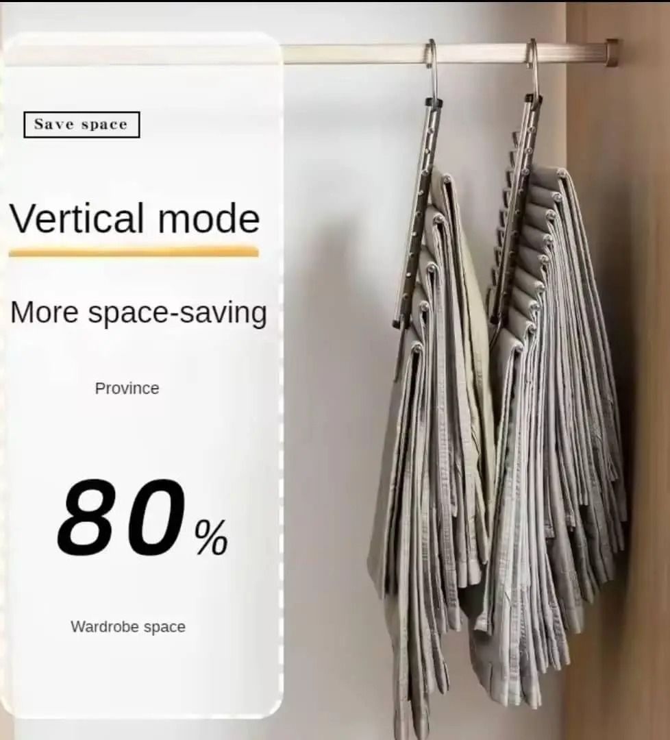Folding Multi Layer Stainless Steel Pants Hanger Space Saving Clothes Organizer for Wardrobe