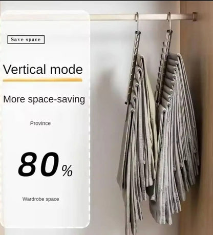 Folding Multi Layer Stainless Steel Pants Hanger Space Saving Clothes Organizer for Wardrobe