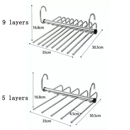Folding Multi Layer Stainless Steel Pants Hanger Space Saving Clothes Organizer for Wardrobe