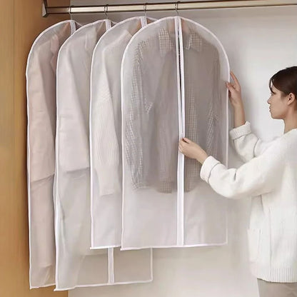 5pcs Transparent Clothes Dust Cover Waterproof Moisture Resistant Dustproof Breathable Hanging Storage Bag