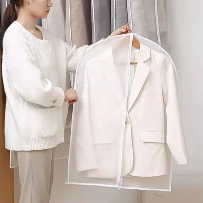 5pcs Transparent Clothes Dust Cover Waterproof Moisture Resistant Dustproof Breathable Hanging Storage Bag