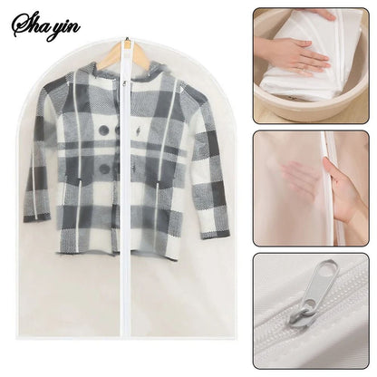 5pcs Transparent Clothes Dust Cover Waterproof Moisture Resistant Dustproof Breathable Hanging Storage Bag