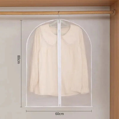 5pcs Transparent Clothes Dust Cover Waterproof Moisture Resistant Dustproof Breathable Hanging Storage Bag
