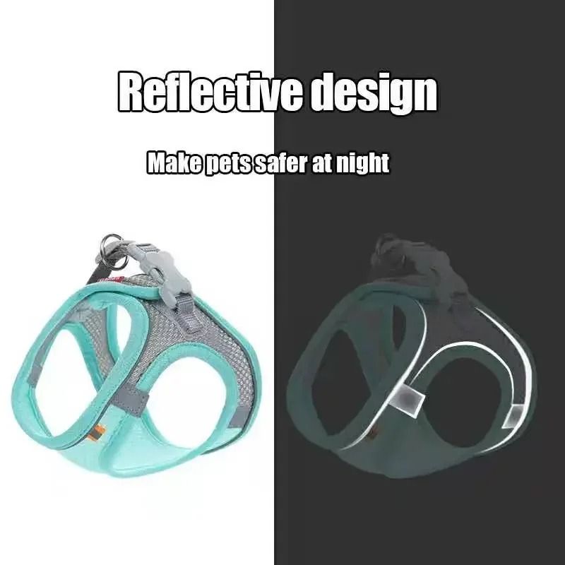 Reflective Adjustable Pet Harness and Leash Set for Small and Medium Dogs
