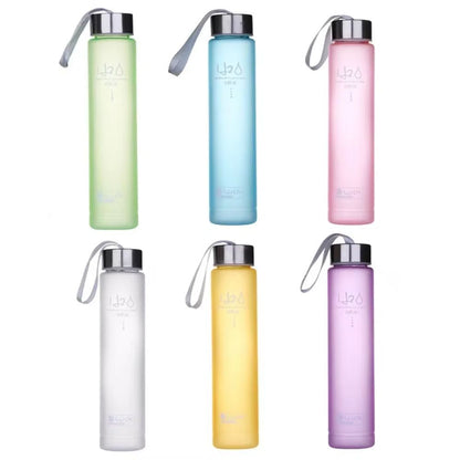 Frosted Sports Water Bottle with Rope Handle – Leakproof, Stylish, and Reusable Drinking Cup