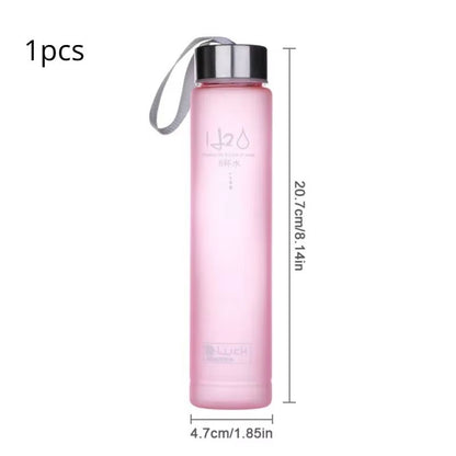 Frosted Sports Water Bottle with Rope Handle – Leakproof, Stylish, and Reusable Drinking Cup