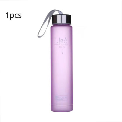 Frosted Sports Water Bottle with Rope Handle – Leakproof, Stylish, and Reusable Drinking Cup