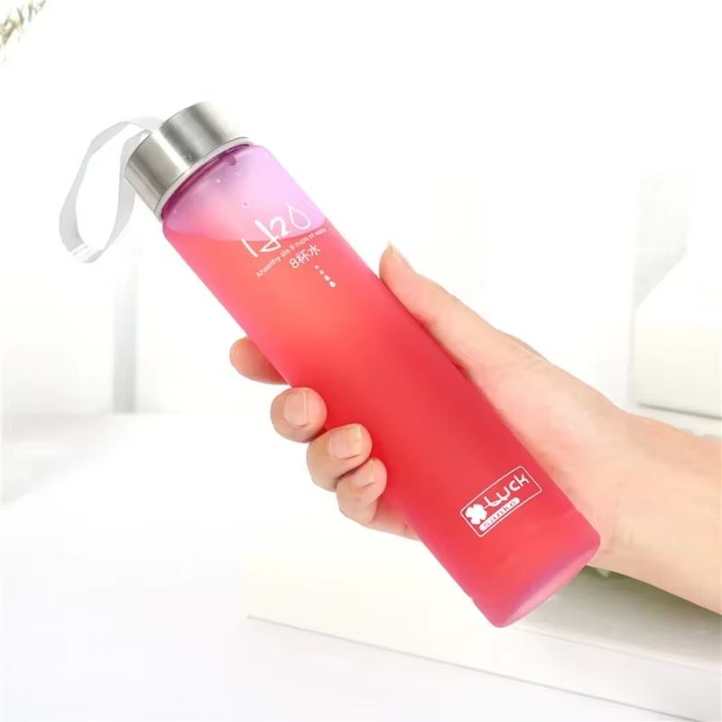 Frosted Sports Water Bottle with Rope Handle – Leakproof, Stylish, and Reusable Drinking Cup