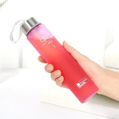 Frosted Sports Water Bottle with Rope Handle – Leakproof, Stylish, and Reusable Drinking Cup