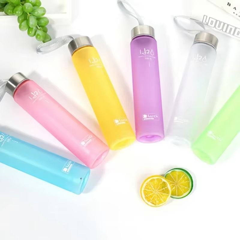 Frosted Sports Water Bottle with Rope Handle – Leakproof, Stylish, and Reusable Drinking Cup
