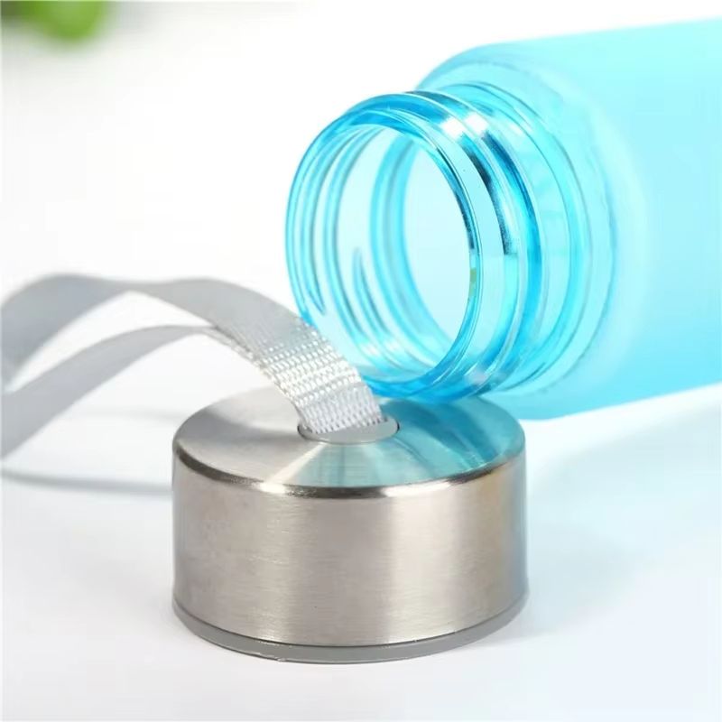 Frosted Sports Water Bottle with Rope Handle – Leakproof, Stylish, and Reusable Drinking Cup