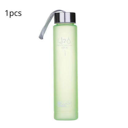 Frosted Sports Water Bottle with Rope Handle – Leakproof, Stylish, and Reusable Drinking Cup