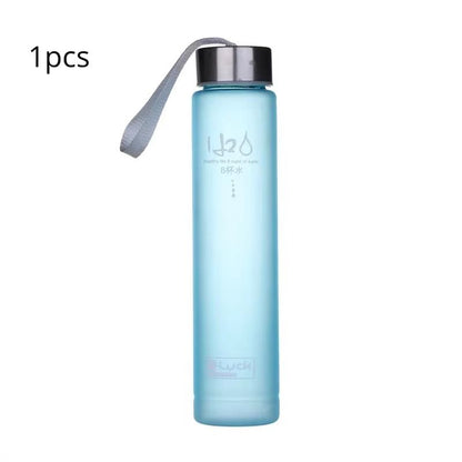 Frosted Sports Water Bottle with Rope Handle – Leakproof, Stylish, and Reusable Drinking Cup