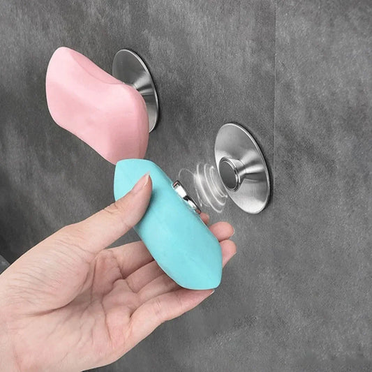 Stainless Steel Magnetic Soap Holder, Wall Mounted Soap Saver, Portable Dispenser for Bathroom and Kitchen