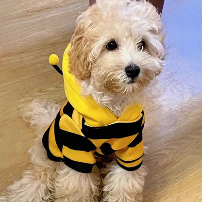 Bee Costume Hoodie for Pets Cozy Winter Outfit for Small Dogs and Cats
