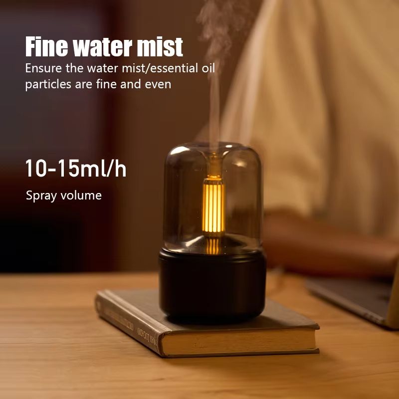 4 oz (120 mL) Candlelight Aroma Diffuser & Cool-Mist Humidifier – USB Rechargeable Night Light for Relaxing Ambience