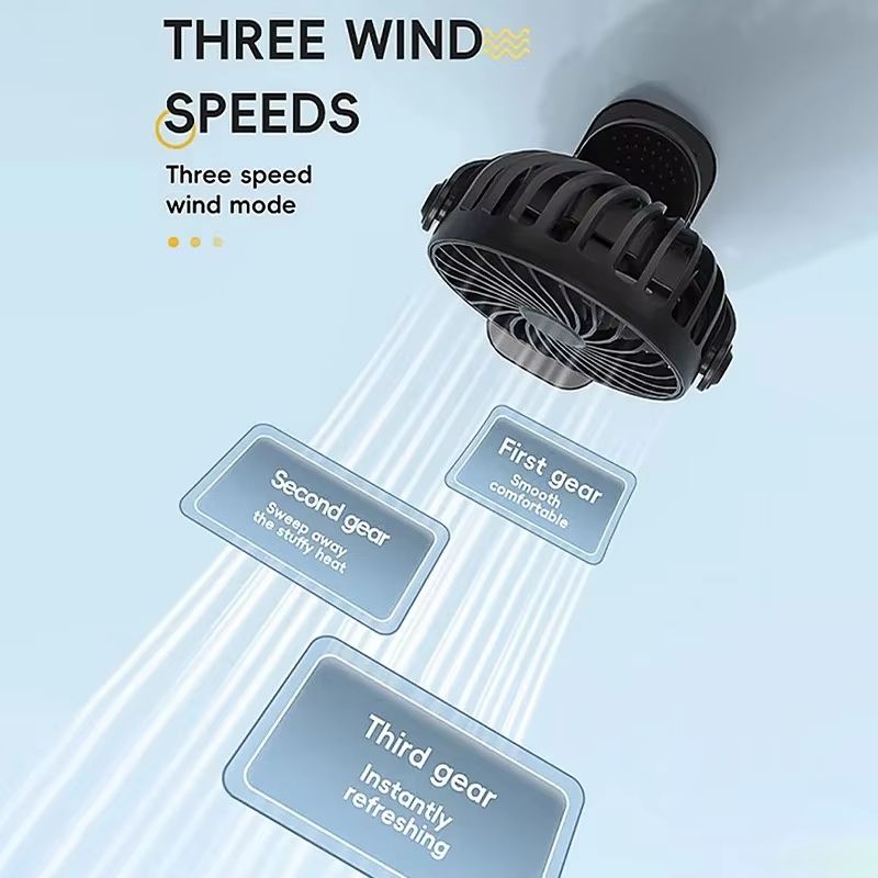 Portable Rechargeable Electric Fan with 720 Degree Rotation and Clip Mount