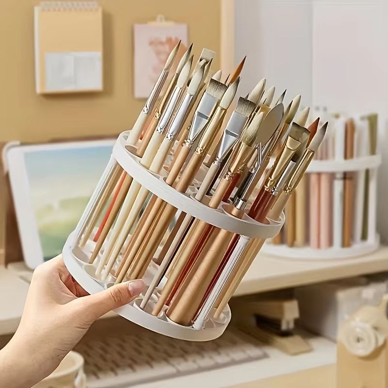 360 Degree Rotating Brush Organizer Makeup and Desk Storage Holder