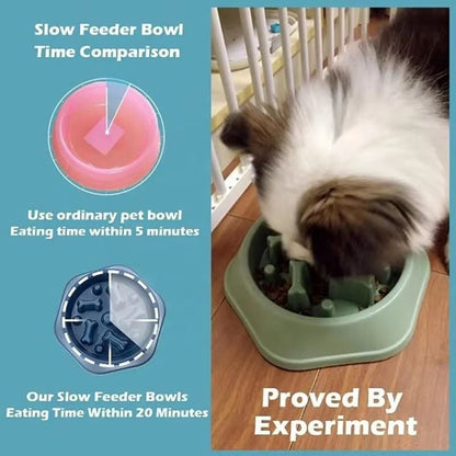 Puzzle Slow Feeder Dog & Cat Bowl – Non-Slip Slow-Eat Pet Feeding Dish for Small, Medium & Large Breeds