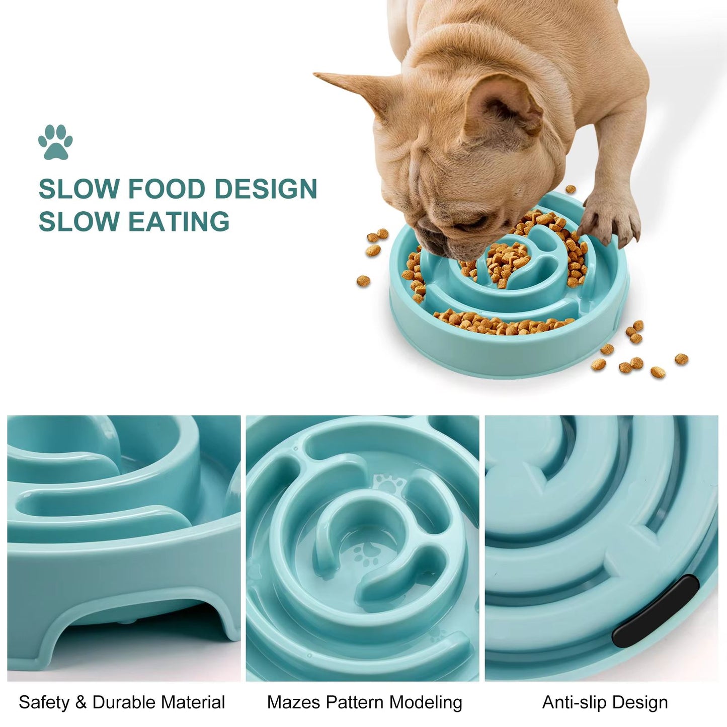 Eco Dog Slow Feeder Bowl – Non-Slip Puzzle & Anti-Gulp Dish for Large, Medium & Small Dogs