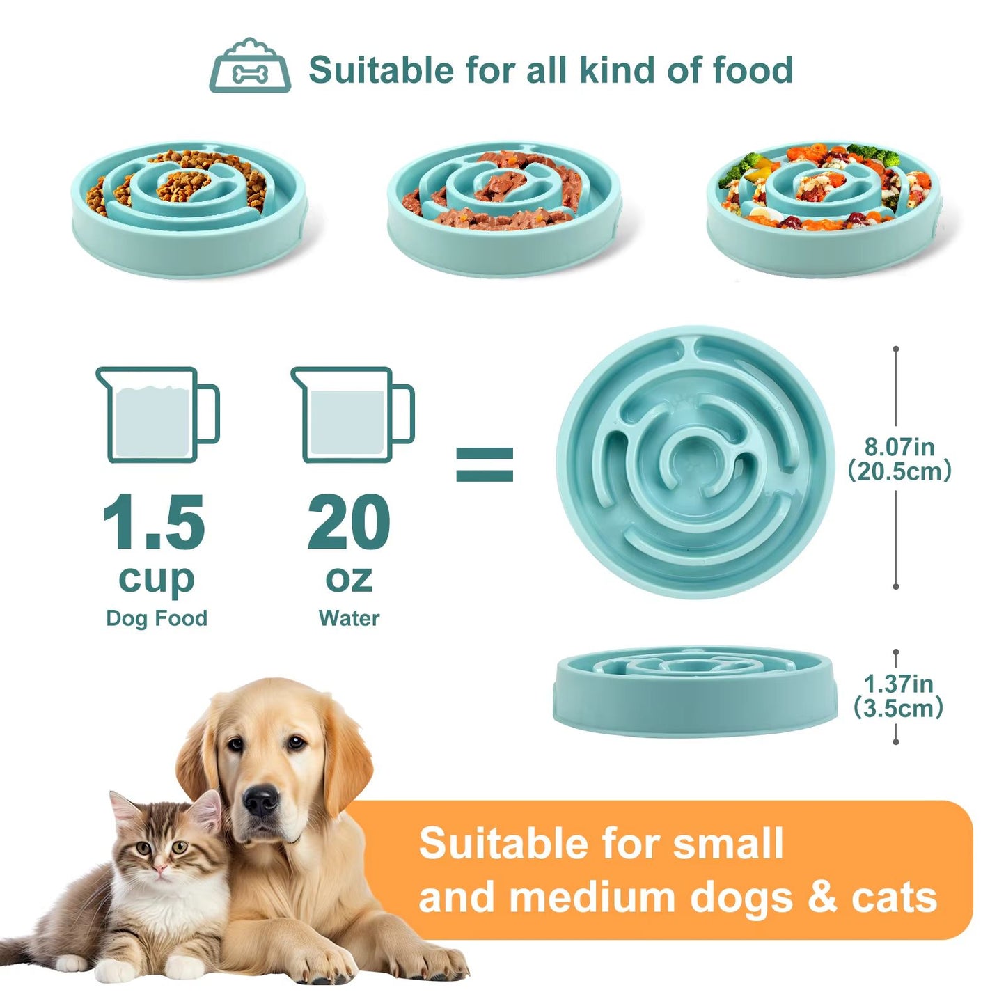 Eco Dog Slow Feeder Bowl – Non-Slip Puzzle & Anti-Gulp Dish for Large, Medium & Small Dogs