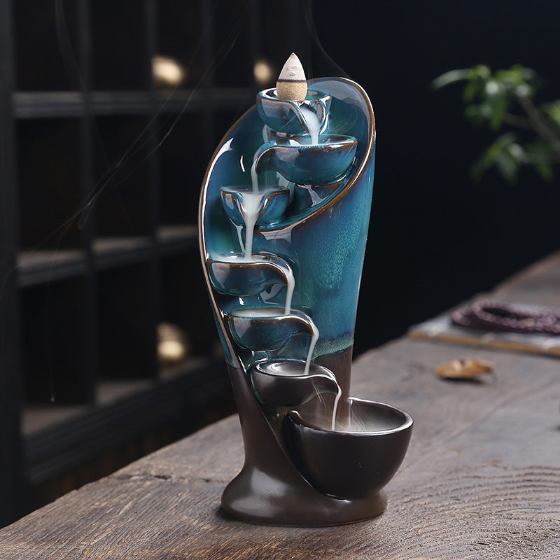 Ceramic Waterfall Backflow Incense Burner, 1pc Multifunctional Ornament