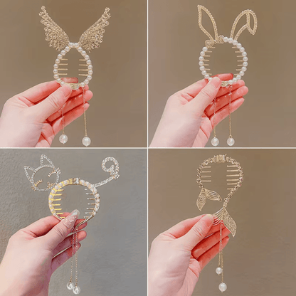 AngelGleam Tassel Hair Clip – Elegant Wing and Pearl Hair Accessory for Girls and Women