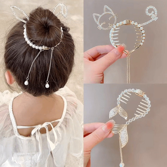 AngelGleam Tassel Hair Clip – Elegant Wing and Pearl Hair Accessory for Girls and Women