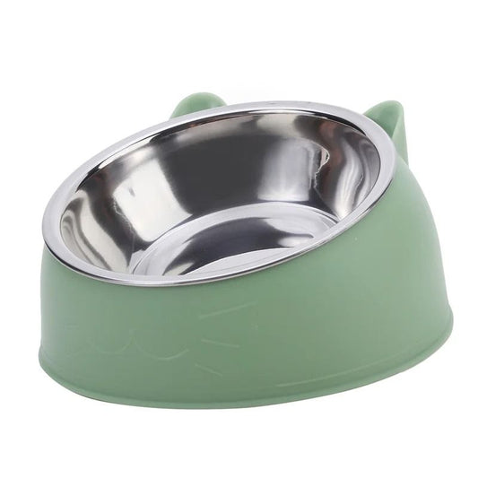 Inclined Stainless Steel Pet Food and Water Bowl for Cats and Small Dogs