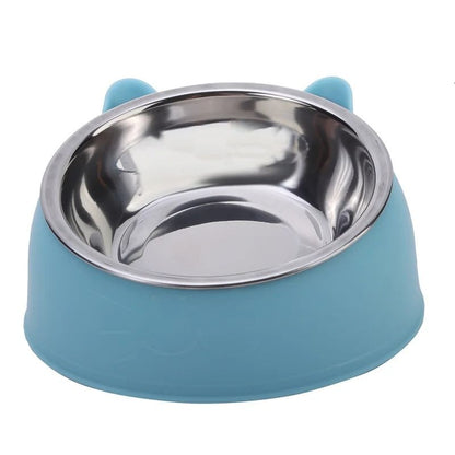 Inclined Stainless Steel Pet Food and Water Bowl for Cats and Small Dogs