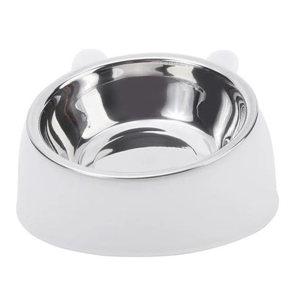 Inclined Stainless Steel Pet Food and Water Bowl for Cats and Small Dogs