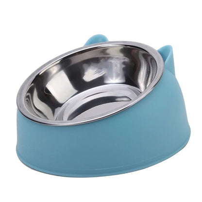 Inclined Stainless Steel Pet Food and Water Bowl for Cats and Small Dogs