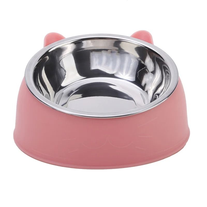 Inclined Stainless Steel Pet Food and Water Bowl for Cats and Small Dogs