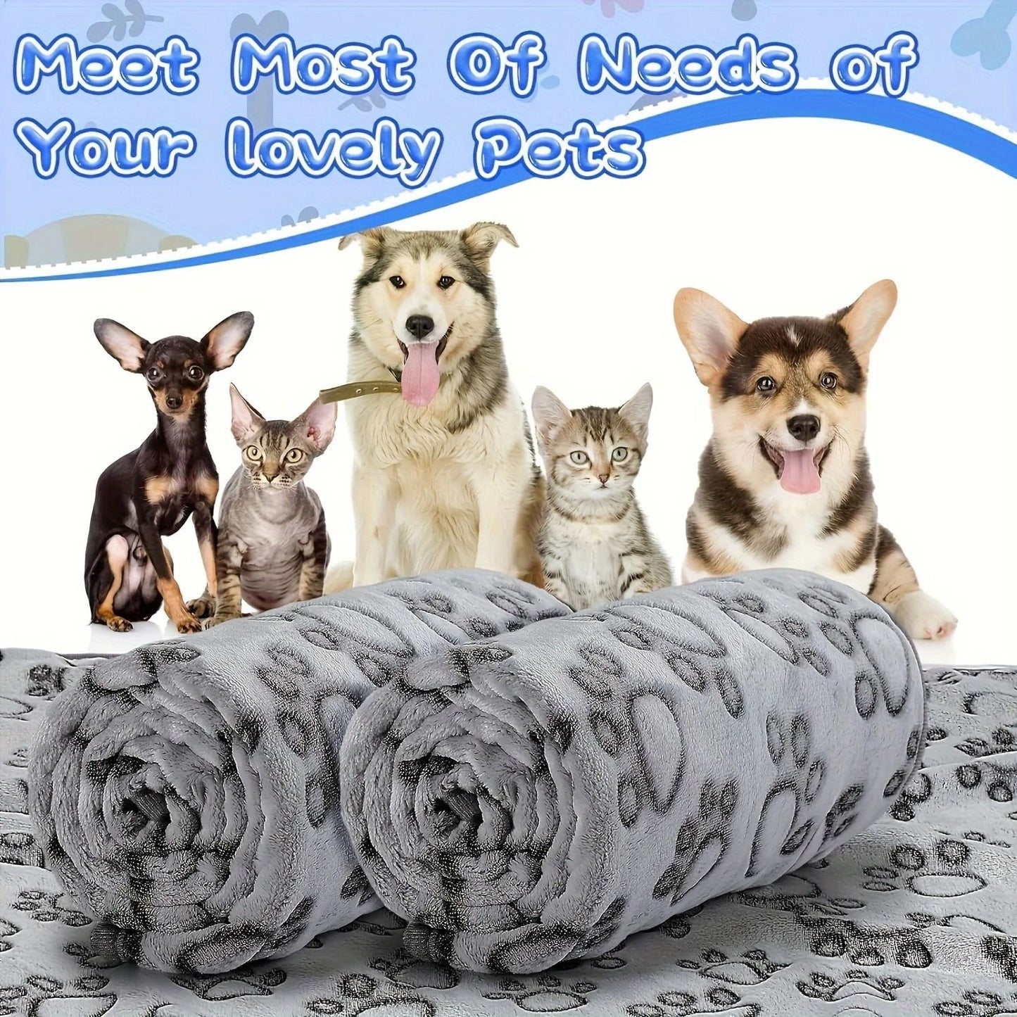 Cozy Cartoon Pet Blanket for Cats and Dogs