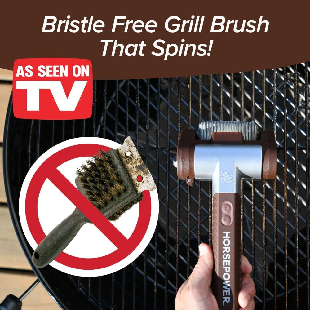 HorsePower Giddy Up Grill Cleaner, Cordless BBQ Tool, Rechargeable, LED Light, Stainless Roller