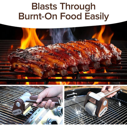 HorsePower Giddy Up Grill Cleaner, Cordless BBQ Tool, Rechargeable, LED Light, Stainless Roller