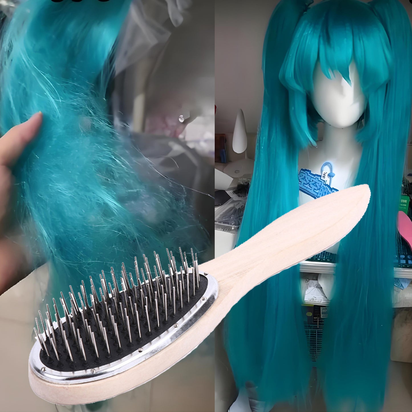 Wig Brush Professional, Steel Comb for Hair Extensions, Anti Static Wig Brush, Detangling Comb for Styling and Training