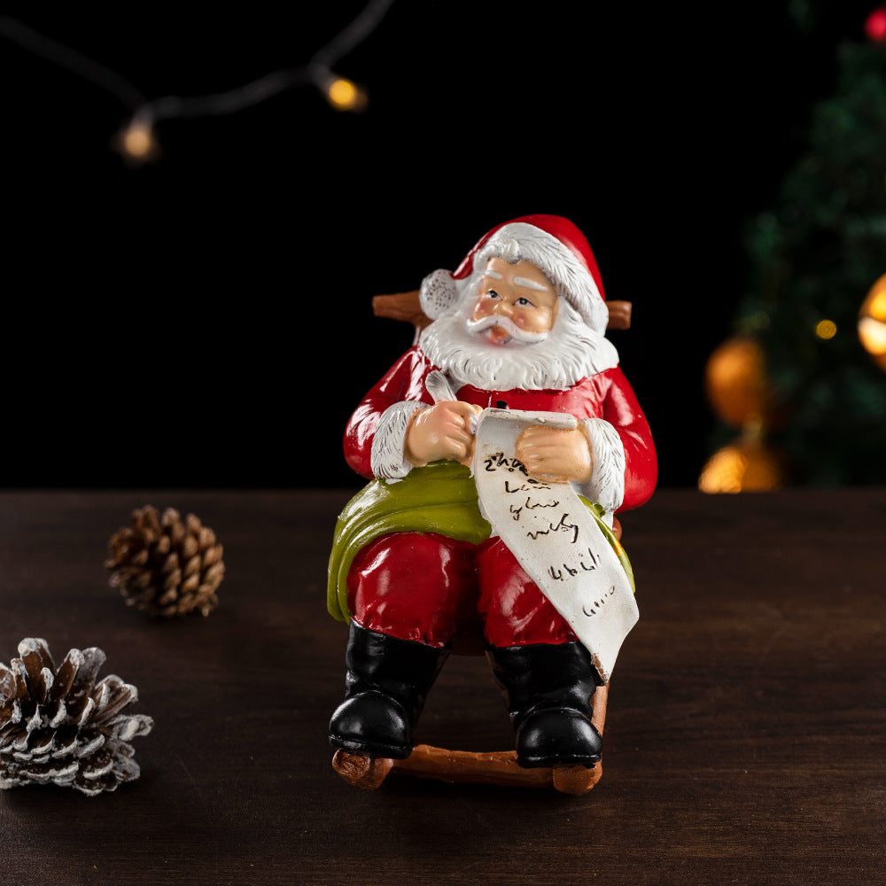 Santa Claus Leisure Lounge Chair, Figurines Home Decor, Christmas Resin Crafts