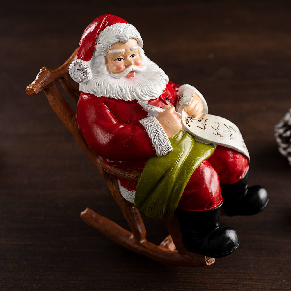 Santa Claus Leisure Lounge Chair, Figurines Home Decor, Christmas Resin Crafts