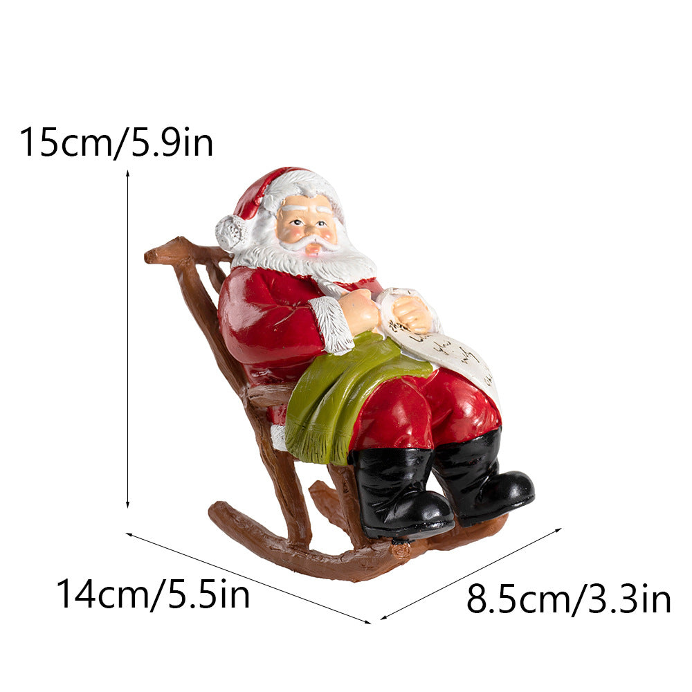 Santa Claus Leisure Lounge Chair, Figurines Home Decor, Christmas Resin Crafts