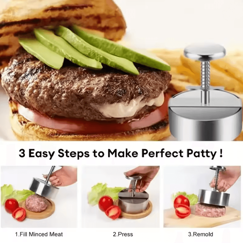 GrillMaster Non Stick Hamburger Patty Press and Burger Maker Mold for Perfect Patties