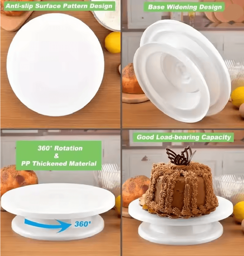 BakeEase 6 Piece Cake Turntable and Decorating Kit for Effortless Frosting and Design