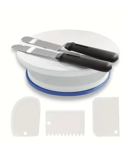 BakeEase 6 Piece Cake Turntable and Decorating Kit for Effortless Frosting and Design