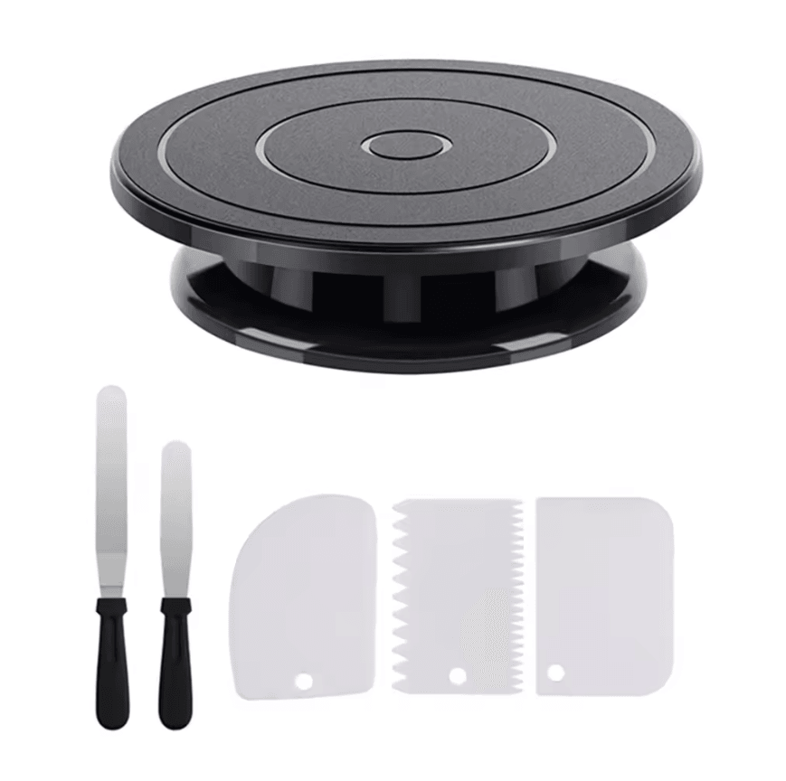 BakeEase 6 Piece Cake Turntable and Decorating Kit for Effortless Frosting and Design