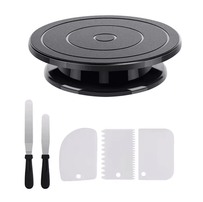 BakeEase 6 Piece Cake Turntable and Decorating Kit for Effortless Frosting and Design