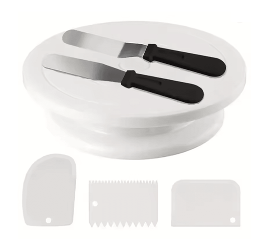 BakeEase 6 Piece Cake Turntable and Decorating Kit for Effortless Frosting and Design