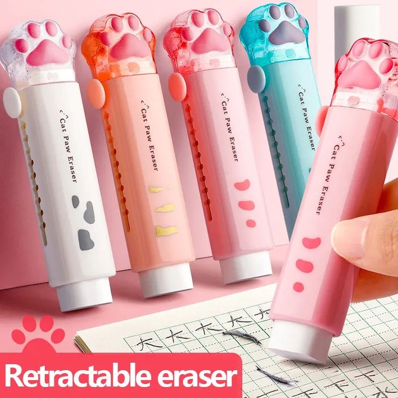 Cute Cat Eraser Retractable Eraser Pen for School Supplies and Sketching