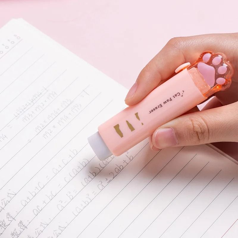 Cute Cat Eraser Retractable Eraser Pen for School Supplies and Sketching