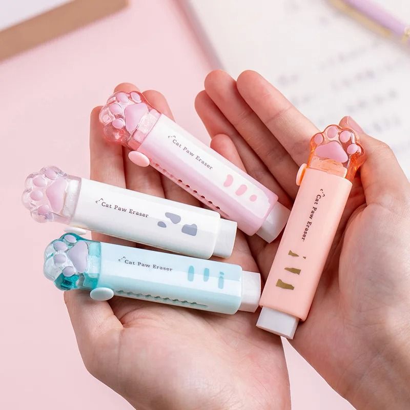 Cute Cat Eraser Retractable Eraser Pen for School Supplies and Sketching
