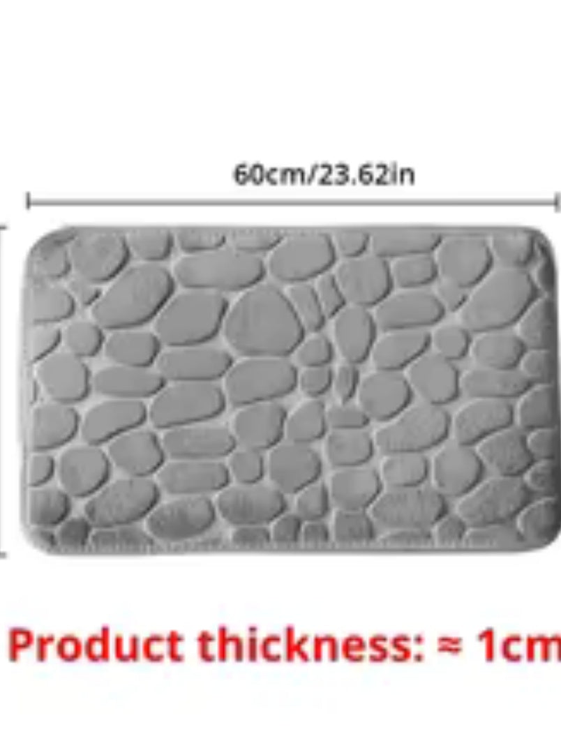 Memory Foam Mat, Embossed Velvet Carpet, Bathroom Living Room Non-Slip, Cobblestone Floor, Home Decor